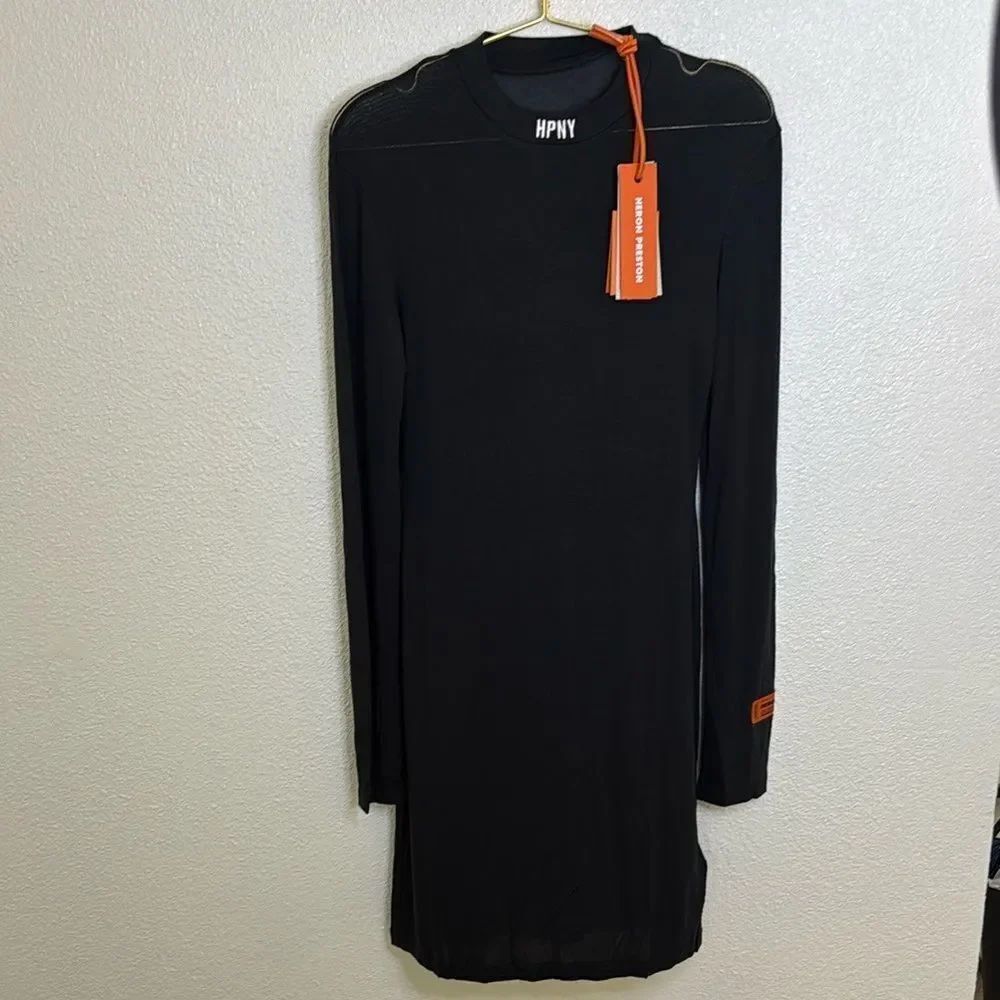 NWT- Heron Preston Black Long Sleeve dress- Size XXL